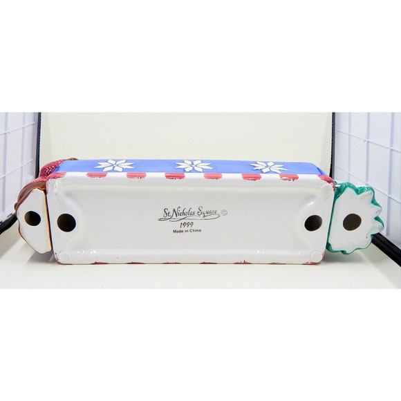 St Nicholas Square Christmas Tidbit Cracker Dish 1999 Bear Christmas Tree - Picture 11 of 14